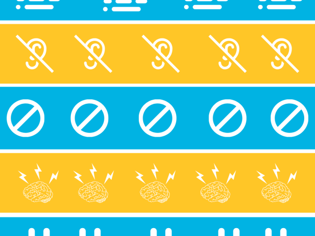 Blue and yellow rows of icons